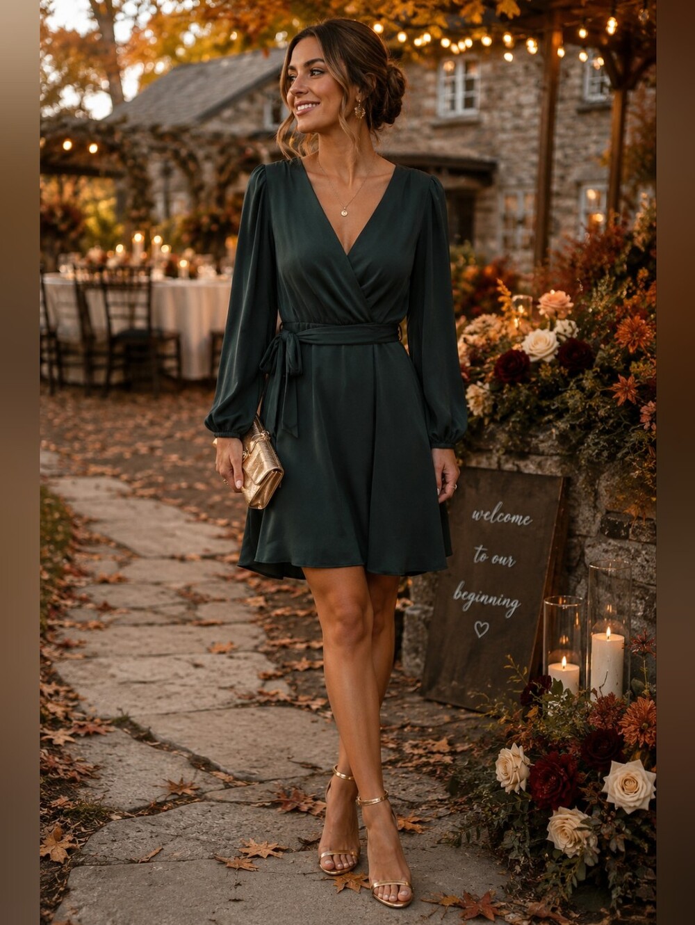 Banana Republic Wrap Dress Size 6 Quiet Luxury Romantic Autumn Wedding Guest